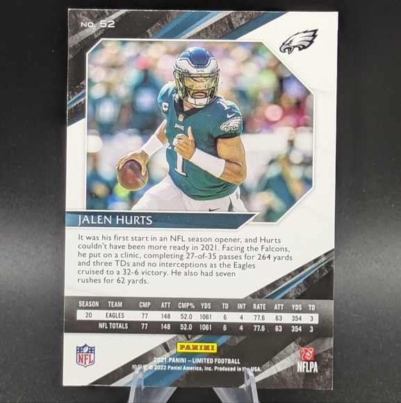 2021 Panini Limited Ruby Spotlight 15/49 Jalen Hurts #52 Philadelphia Eagles /49 - Picture 5 of 7